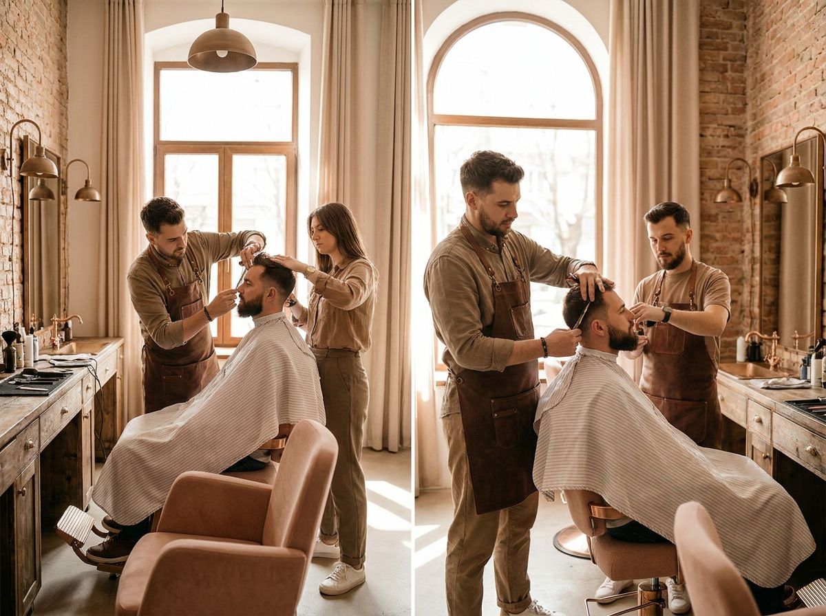 Tuns și coafat într-un salon modern